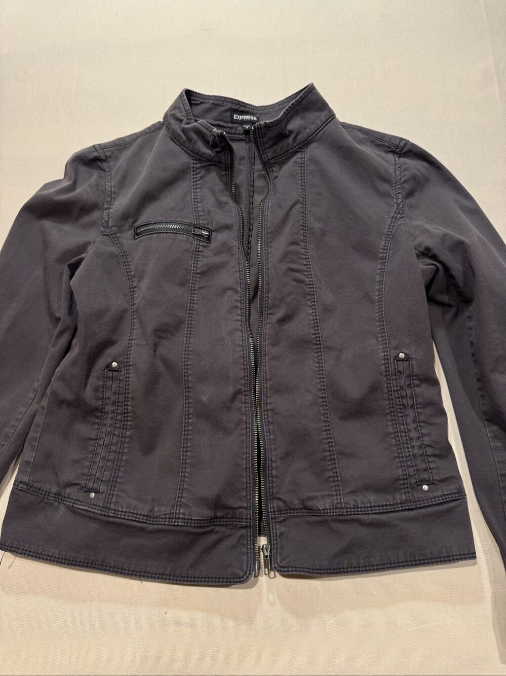 Women’s Express Zip Front Utility Jacket - Charcoal Gray